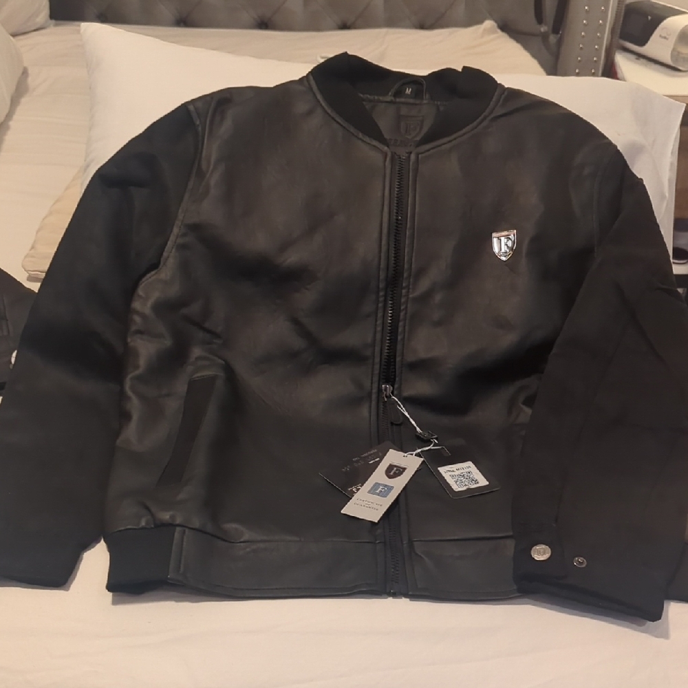 Fendi Black Leather Jacket with Emblem